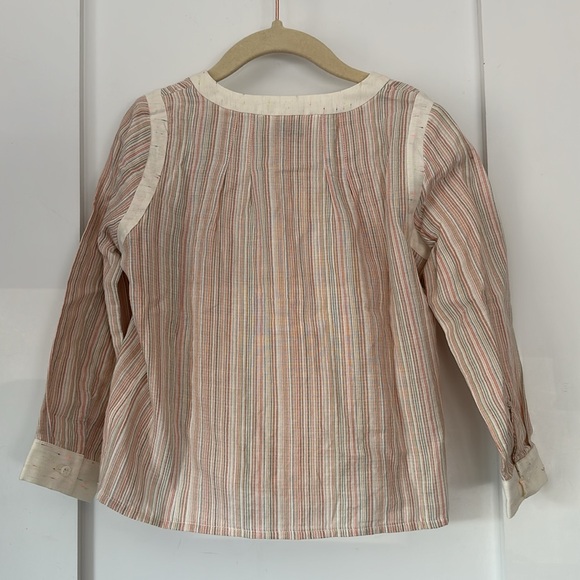 $230 Bonpoint Onelle Cream Multi stripe Tunic Top - Picture 5 of 7